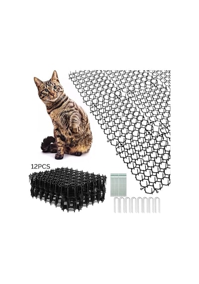 12 Adet Kedilere Karşı Dikenli Kafes, 20 X 15 Cm, Kedi Kovucu Mat, Dikenli Izgara, Kedi Kovucu Mat, Kedi Koruma Matı, Sivri Uçlu, Evcil Hayvan Kovucu Mat, Vahşi Hayvanlar İçin
