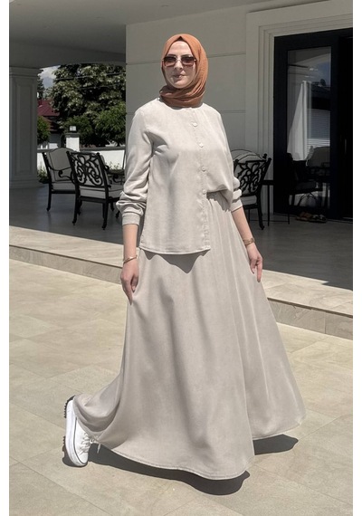 Rabia Şamlı Lavin Etekli Takım Taş Normal