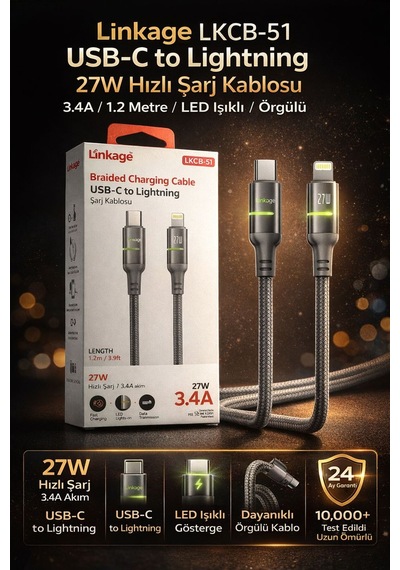 Lkcb-51 Usb-c To Lightning 27w Şarj Kablosu