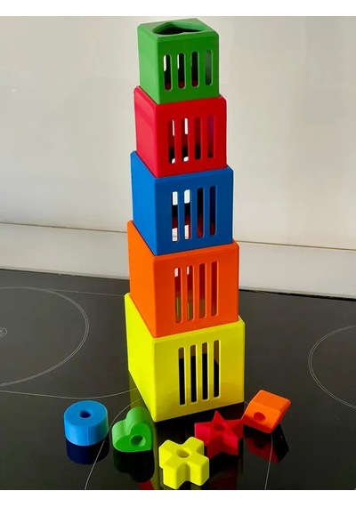 3d Baskı Kafesli Şekil Kutuları İç İçe Geçme Seti - Renkli Şekil Sıralama Ve Yığma Kutuları, Boyut/şekil Öğretim Materyali