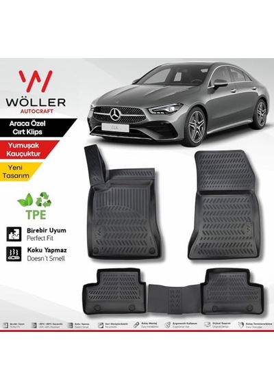 Mercedes Cla Paspas 2019 2025 Arası Uyumlu 3d Havuzlu Wöller Paspas Açık Bej