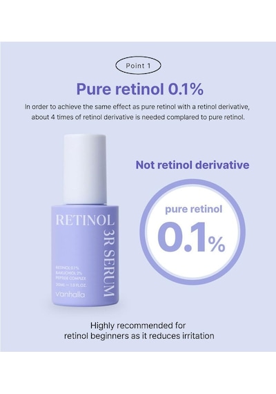 V'anhalla Retinol 3r Yaşlanma Karşıtı Sıkılaştırıcı Serum,%0.1 Retinol, 30ml