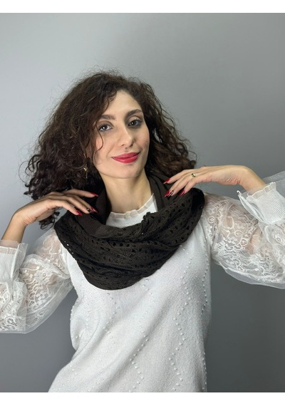 Gönülden Tasarım Acı Kahve Triko Örme Kadın Boyunluk Atkı 90x50 Cm Renkli