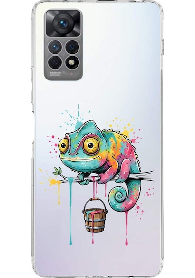 Redmi Note 12 Pro 4g İle Uyumlu Splash Bukalemun Tasarımlı Şeffaf Silikon Kılıf Şeffaf