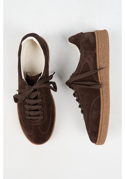 Krahe Palminteri Erkek Hakiki Deri Bağcıklı Kahve Sneakers