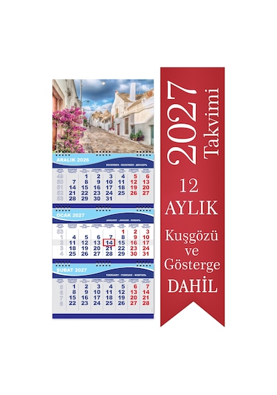 2027 Orta Boy Gemici Takvimi Denizci Duvar Takvimi 31x70 CM