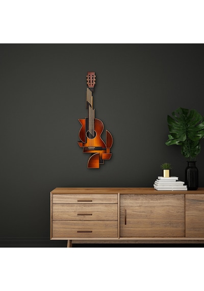 Geometrik Gitar - Metal Tablo - Dec0188 33 X 90 Cm Çok Renkli