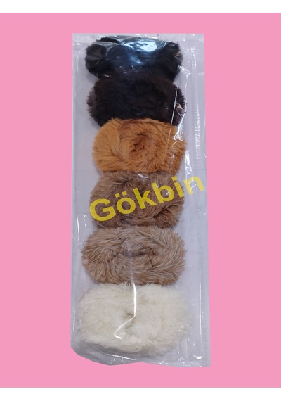 Gökbin Çoçuk Genç Tüylü Pofuduk Atkuyruğu Lastikli Simit Saç Toka Çok Renkli