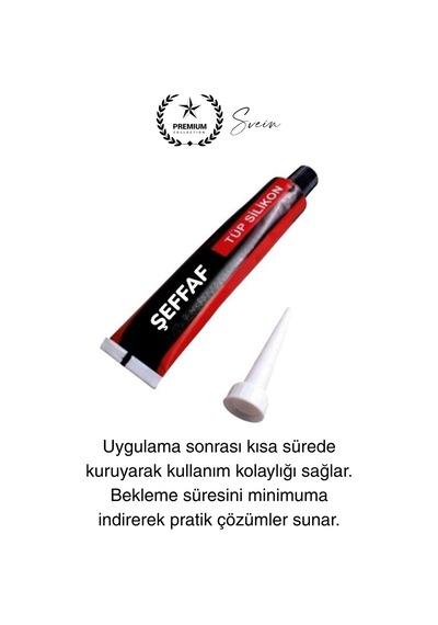 Premium 40 Gr Üniversal Sızdırmaz Şeffaf Tüp Silikon Mutfak Banyo Küvet Kenarı Elastik İzolasyon