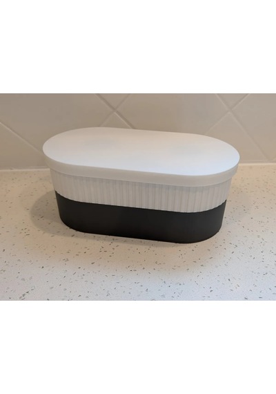 3d Baskı İki Rulo Tuvalet Kağıdı Saklama Kutusu Kapaklı Çizgili Banyo Organizeri Minimalist - Beyaz Kapak Açık Altın
