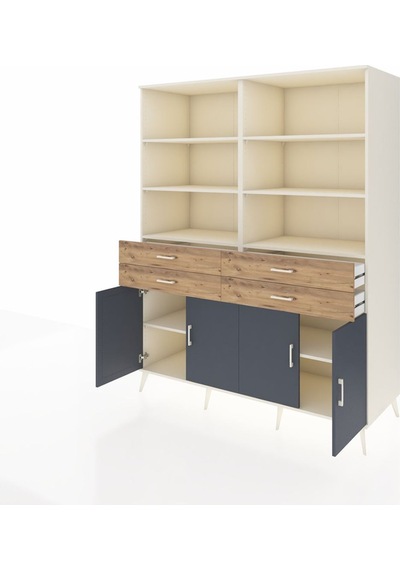 Kronos Gardrop 8 Raflı 4 Çekmeceli 4 Kapaklı 176x59x221 Aytaşı-antrasit/çam Antrasit/çam Kronos Gardrop 8 Raflı 4 Çekmeceli 4 Kapaklı 176x59x221 Aytaşı-antrasit/çam Antrasit/çam