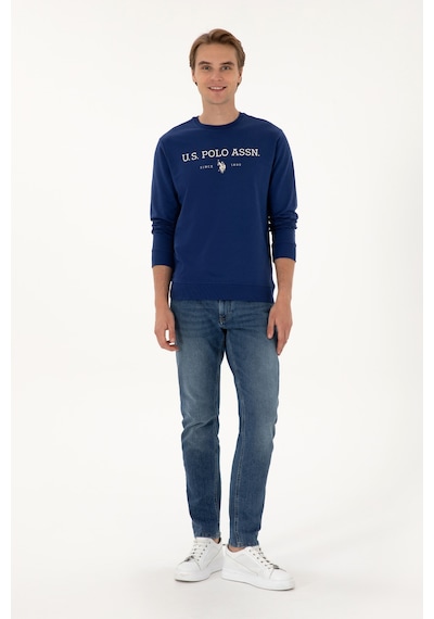 U.S. Polo Assn. Erkek Regular Fit Bisiklet Yaka İndigo İnce Basic Sweatshirt 50313743-VR028
