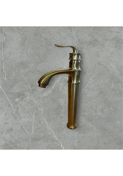 İsaoğlu Yapı Mat Gold Çanak Lavabo Bataryası Vintage Model Yüksek Lavabo Armatürü Mat Altın Gold