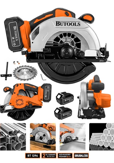 Butools ST-30 Turuncu 21V Platinum Akülü Çelik Şanzuman Şarjlı Ahşap Sunta Ağaç Kesme Makinesi Daire Testere