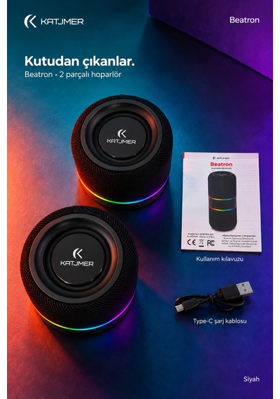 Spbtrn-001 Beatron Manyetik Ayrılabilir Bluetooth 5.4 Hoparlör 2 5 W, Tws, Tf Kart, Işıklı Siyah