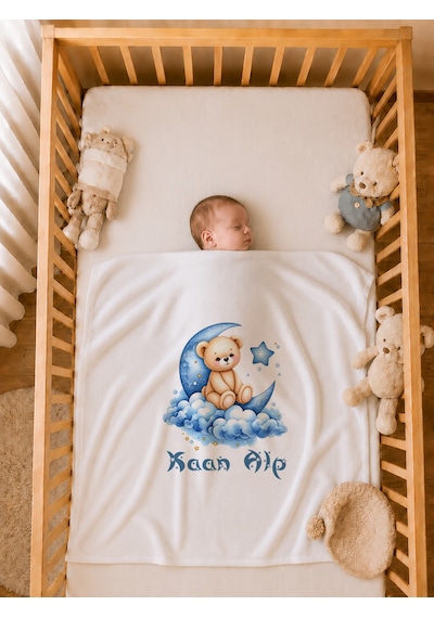 Pia Baby Erkek Bebek 4 Parça Tulum Seti %100 Pamuk İsim Baskılı Kişiye Özel Hastane Çıkışı Battaniyeli 1070bt3x Krem