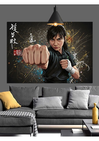 Dövüş Sporu Yapan Kung Fu Ustası Dekoratif Kanvas - Mdf Ahşap Tablo