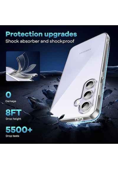 Samsung Galaxy Uyumlu S25 Fe Kılıf Kamera Korumalı Yumuşak Şeffaf Silikon + 9h Ekran Koruyucu Cam Şeffaf