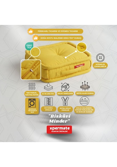 Xpermate Bisküvi Minder Petek Önü Fransız 45x45x14 Sarı