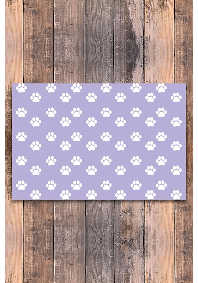 Evaşk  Vinil Kaymaz Tabanlı Keçe Baskılı Evcil Hayvan Pet Mama Paspası 30x45 Renk MOR PM36MMOR