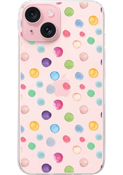 Apple Uyumlu iPhone 15 İle 1mm Slim Fit Water Color 6 Baskılı Şeffaf Kılıf