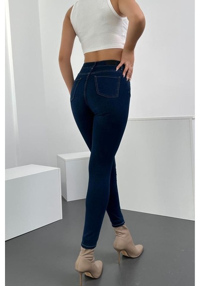 Hlt Jeans Kadın Blue Black Süper Skinny Fit Esnek Likralı Yüksek Bel Denim Jean Kot Pantolon Jennie-b.black-a 46 Beden Çok Renkli