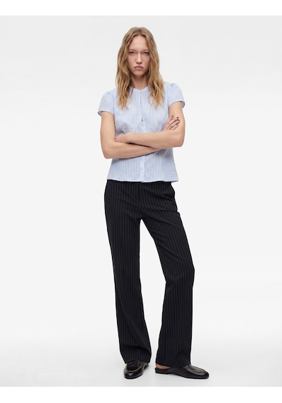 Koton Viskon Karışımlı Slim Fit Düğmeli İspanyol Paça Pantolon Lacivert Çizgili 6sal40088ık Koton Viskon Karışımlı Slim Fit Düğmeli İspanyol Paça Pantolon Lacivert Çizgili 6sal40088ık
