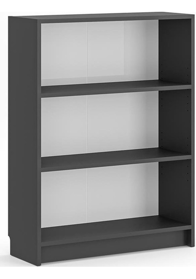 Bili Kitaplık 3 Raflı Geniş Çok Amaçlı Ofis Salon Kitap Dosya Rafı Antrasit Antrasit