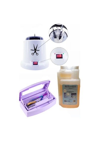 100 W Sterılızasyon Makinesi Ve Microvem Dezenfektan Sıvı 1 Lt & Asansörlü Steril Kutusu Set