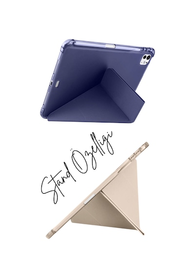 Apple Uyumlu iPad Pro 11 2025 M5 Çip Tri Folding Kalem Bölmeli Akıllı Standlı Özellikli Kılıf Kapaklı Kılıf