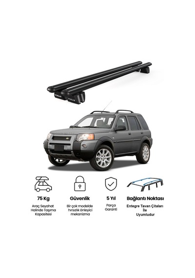 Pençe Land Rover Freelander 1997-2007 Ve Sonrası Uyumlu Siyah Ara Atkı 109cm Port Bagaj Tavan Barı