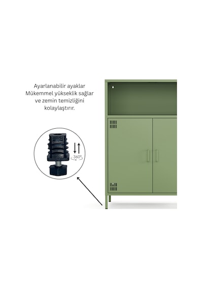 Pera Metal Dolap 2 Kapılı, Açık Raflı 80,50 X 40 X 109,50 Cm - 9 Renk Seçeneği Bulunmaktadır Yeşil