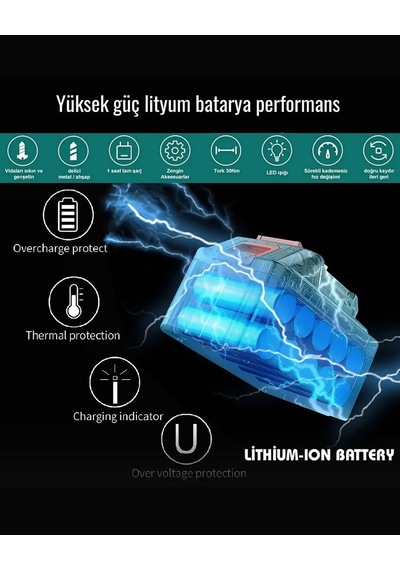 Prohummer Ph251 Kömürsüz 58vf 5ah Çelik Gövde Çelik Şanzıman Bakır Sargılı Çift Akülü Vidalama Şarjlı Matkap 84 Parça