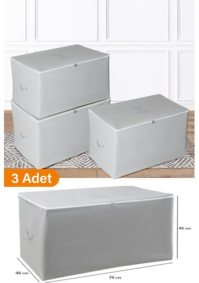 Serstil 3 Adet - Büyük Boy Antrasit Hurç - 74 X 46 X 46 Cm Gri