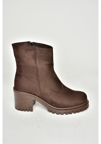 Fox Shoes T726911102 Kahverengi Süet Kalın Topuklu Kadın Bot Kahverengi