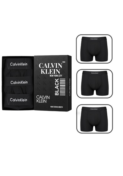 Calvin Klein 3 Lü Boxer Set %100 Organik Pamuk Koyu Siyah
