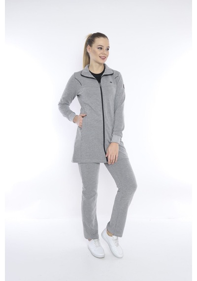 Kadın Spor G2 Melanj (Açık Gri) Eşofman Takımı - CC-6747-3779 Açık Gri