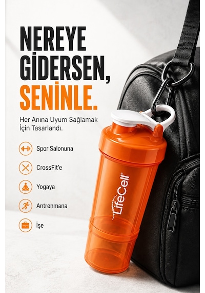 Smart Shaker 550 Ml Toz Hazneli Turuncu