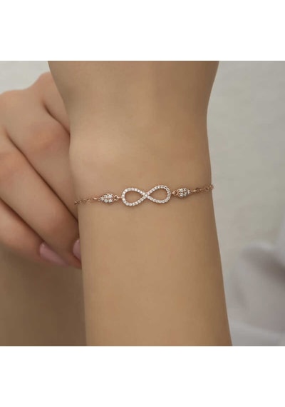 925 Ayar Gümüş Rose Sonsuzluk Kadın Bileklik Gümüş - Rose