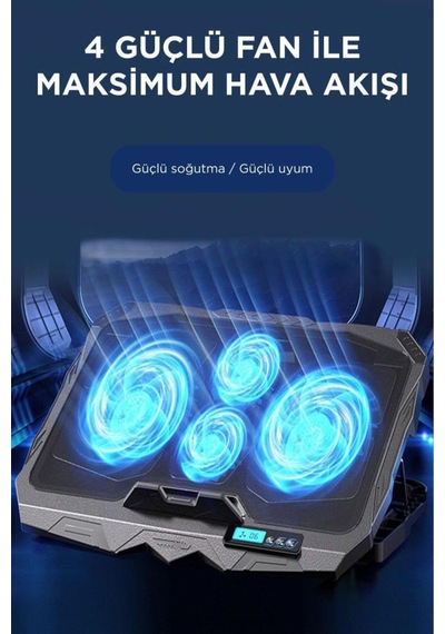 Laptop Soğutucu Ayarlanabilir Dizüstü Bilgisayar Soğutma Fanı Cf03 Siyah