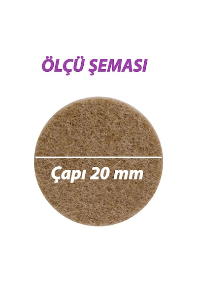 Yapışkanlı Yuvarlak Keçe Masa Sandalye Parke Zemin Ayak Koruyucu Kaydırmaz 20 Mm Keçesi 50'li Paket