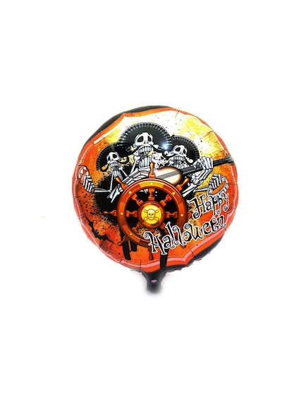 Kuru - 374 - Kafalı Korsanlar Halloween Şekilli Folyo Balon - Edntrend - 45 Cm Çok Renkli