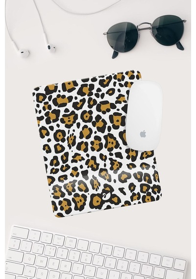 Leopar Desenli Bilek Destekli Dikdörtgen Mouse Pad Mousepad