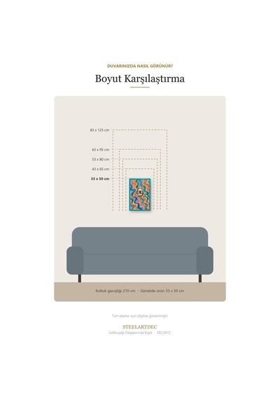 Gökkuşağı Dalgalarında Kayık Metal Tablo 43x65 Cm Çok Renkli