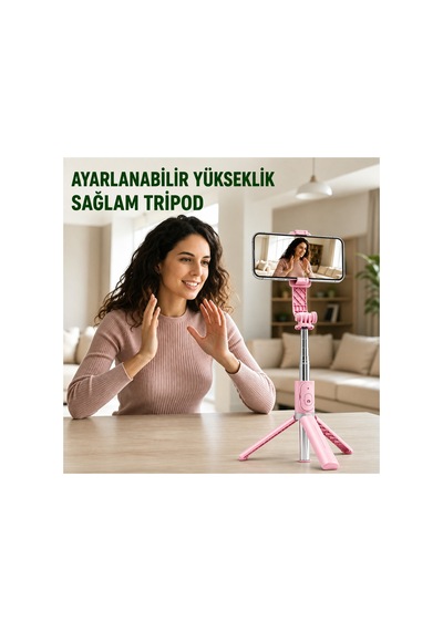Concord 3'ü 1 Arada Bluetooth Selfie Çubuğu Tripod Kumandalı Telefon Tutucu Monopod 360 Döner