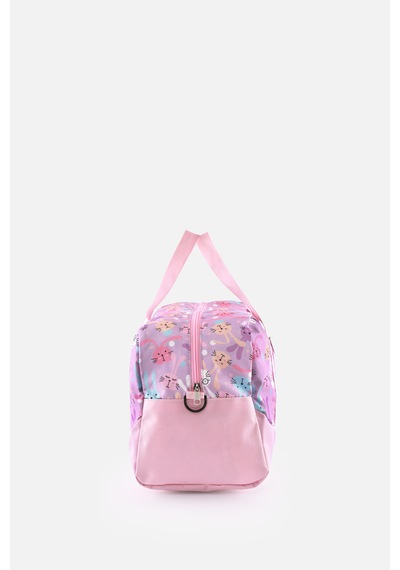 İcone Bag Baskılı Spor Çanta, Cepli Spor Çanta, Fermuarlı Detaylı Çocuk Spor Çanta, Açık Pembe