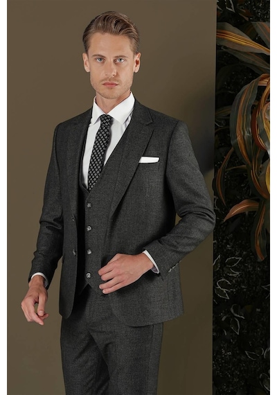 Efor Tk 876 Slim Fit Antrasit Klasik Takım Elbise Antrasit