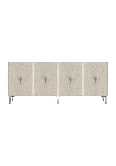 Ka1812bts Salkım Konsol Ve Tv Sehpası Beyaz-traverten-sılver 180cm Beyaz - Traverten - Gümüş