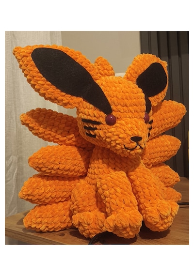 El Yapımı Tek Parça Tığ İşi Peluş: Kurama Amigurumi 02 - Çok Renkli