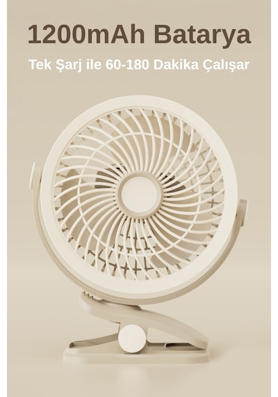 3 Kademe Usb Şarjlı Mandallı 360 Taşınabilir Fan Vantilatör Soğutucu Ys2545
